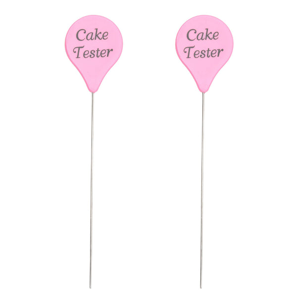 Stainless Steel Cake Tester with Pink Handle, Professional Baking Tool for Testing Cake Doneness. Set of 2