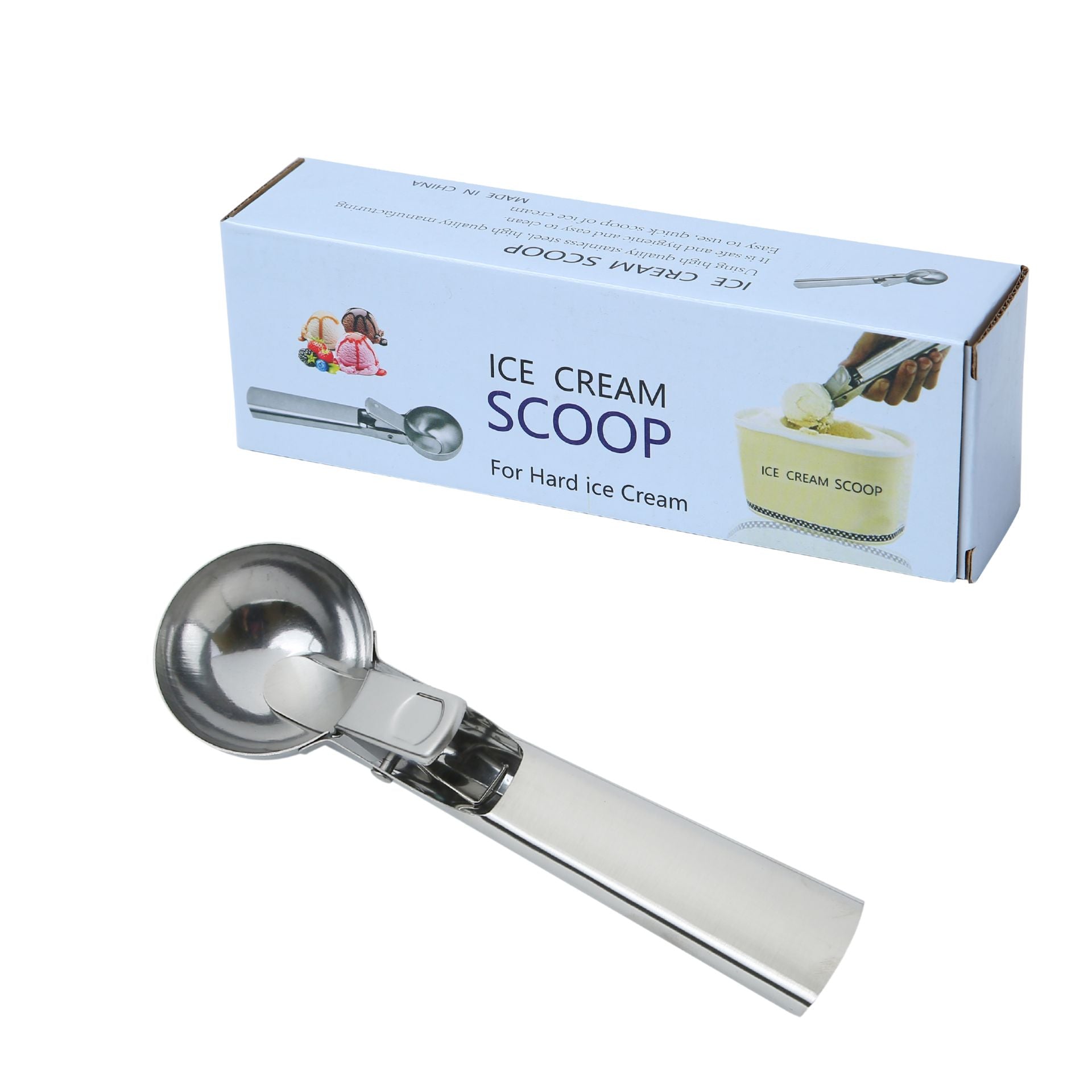 Premium Stainless Steel Ice Cream Scoop with Trigger – Heavy Duty, Ergonomic Handle for Hard Ice Cream, Gelato & More – Dishwasher Safe