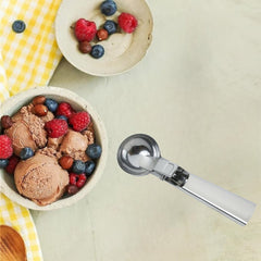 Premium Stainless Steel Ice Cream Scoop with Trigger – Heavy Duty, Ergonomic Handle for Hard Ice Cream, Gelato & More – Dishwasher Safe