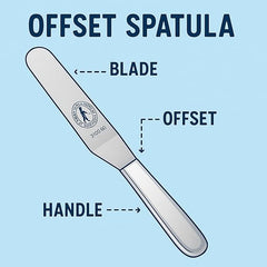 Professional Offset Spatula - Stainless Steel Icing Spreader with Ergonomic Handle for Cake Decorating, Frosting, and Baking