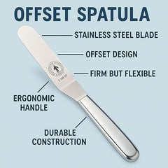 Professional Offset Spatula - Stainless Steel Icing Spreader with Ergonomic Handle for Cake Decorating, Frosting, and Baking