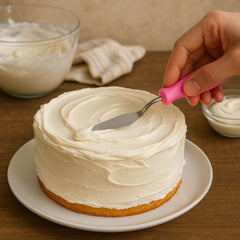 3-Piece Icing Spatula Set, Stainless Steel Blades, Pink Handles, Straight Angled and Offset for Cake Decorating