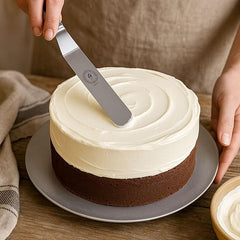 Professional Offset Spatula - Stainless Steel Icing Spreader with Ergonomic Handle for Cake Decorating, Frosting, and Baking