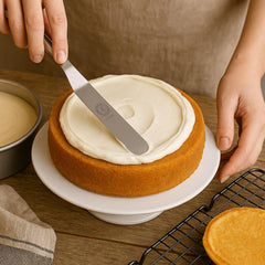 Professional Offset Spatula - Stainless Steel Icing Spreader with Ergonomic Handle for Cake Decorating, Frosting, and Baking