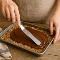 Professional Offset Spatula - Stainless Steel Icing Spreader with Ergonomic Handle for Cake Decorating, Frosting, and Baking