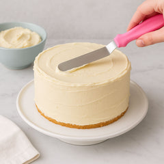 3-Piece Icing Spatula Set, Stainless Steel Blades, Pink Handles, Straight Angled and Offset for Cake Decorating