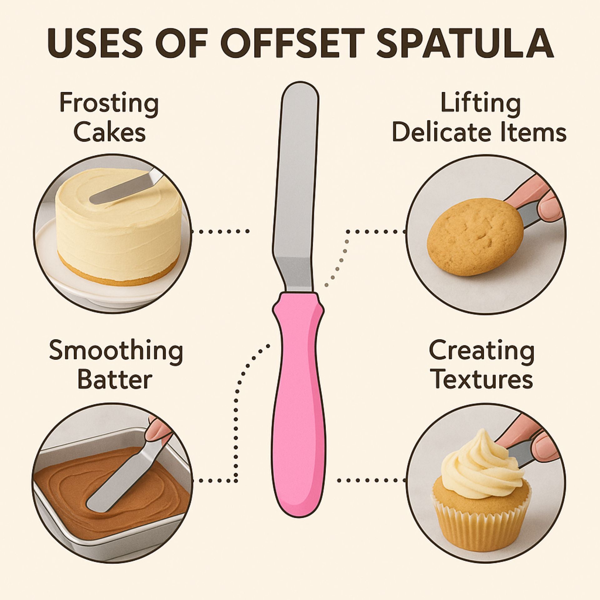 3-Piece Icing Spatula Set, Stainless Steel Blades, Pink Handles, Straight Angled and Offset for Cake Decorating