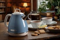 KETTLE Ariete 2869 Vintage Electric Kettle,BLUE Stainless Steel, 1.7 L, Auto Switch Off, 2000 W, Green
