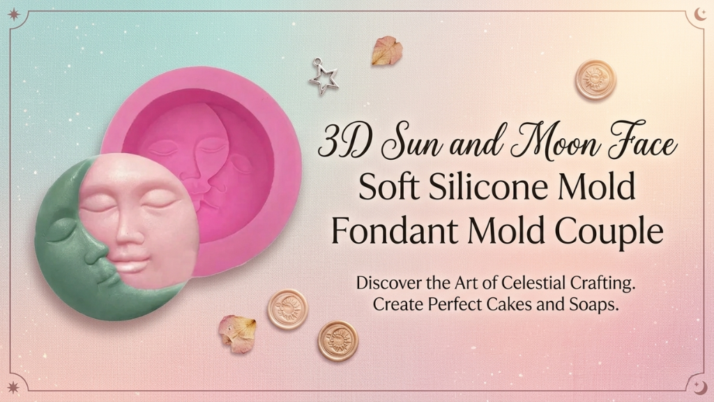 3D Sun and Moon Face Soft Silicone Mold Fondant Mold Couple
