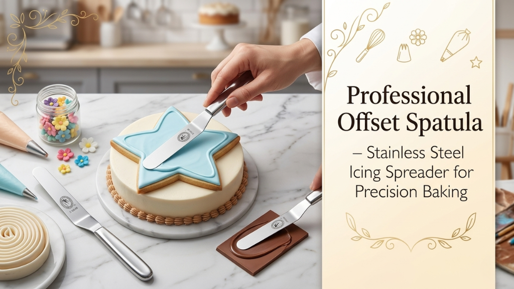 Professional Offset Spatula – Stainless Steel Icing Spreader for Precision Baking