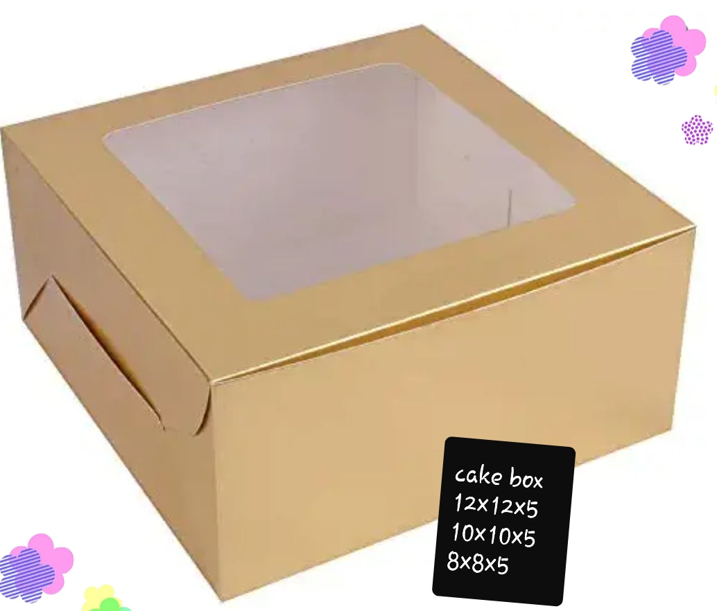 Premium Window Cake Box 10 × 10 × 5 Inch – Pack of 12