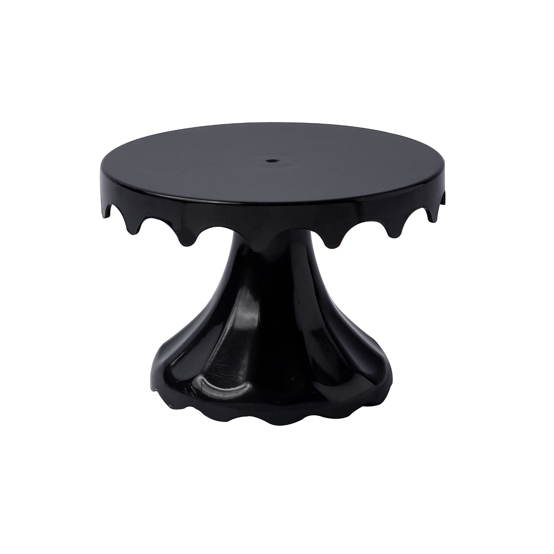 Small Black Cake Stand | Premium Plastic Dessert Display Stand | Round Cake Base for Baking & Party Decoration