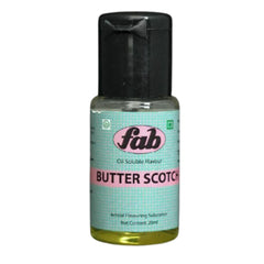 FAB Butterscotch Oil Soluble Flavor – 20ml Food Grade Concentrated Essence for Baking, Chocolates, Desserts, Ice Creams, Shakes, Fudge & More | Heat Stable, Non-Alcoholic, Halal Certified