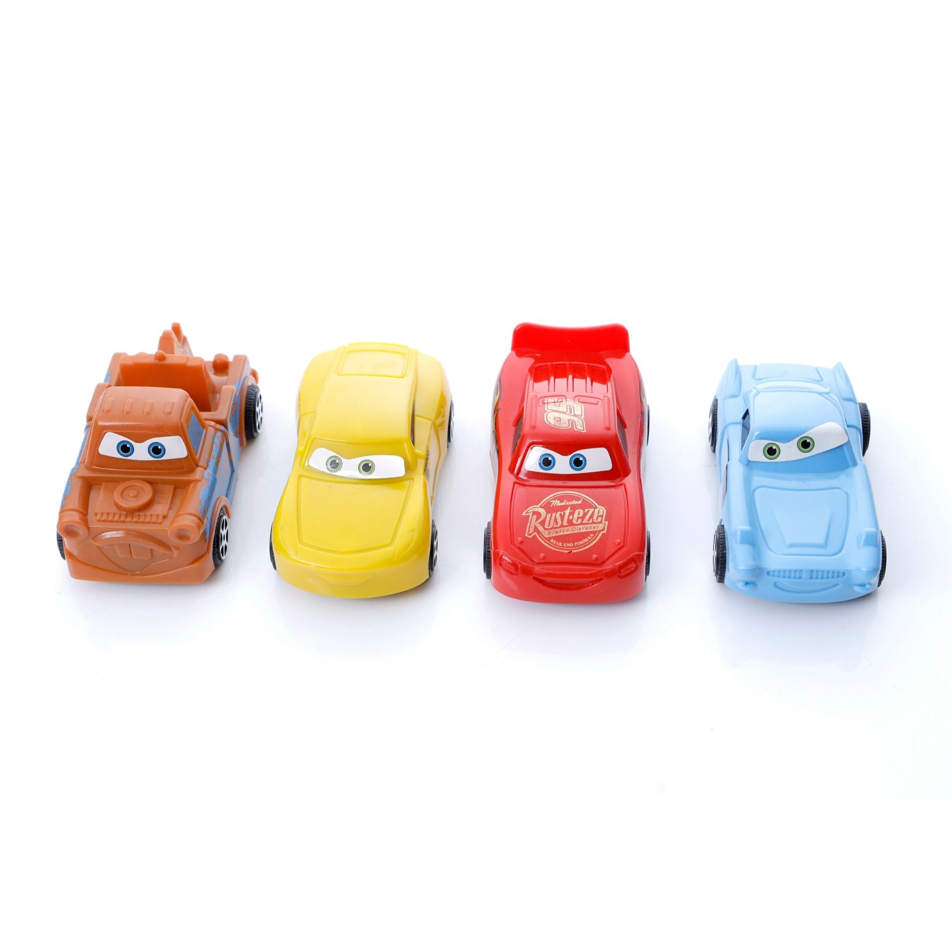 Set of 4 Cartoon Car Cake Toppers & Kids Toy Cars | Mini Pull-Back Vehicles for Birthday Cakes & Playtime