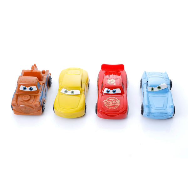 Set of 4 Cartoon Car Cake Toppers & Kids Toy Cars | Mini Pull-Back Vehicles for Birthday Cakes & Playtime