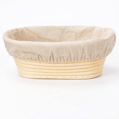 Bread Proofing Basket Oval Cane Banneton Set with Linen Cloth for Artisan Baking ,Size - 24X16X8CM