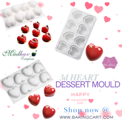 3D Silicone Molds for Chocolate, 8 Cavities Mousse Cake Mold 3D Love Heart Shape Silicone Dessert Bakeware Moulds for Chocolate, Mini Bundt Cake, Dessert, Pastry, Brownie Jelly Fondant