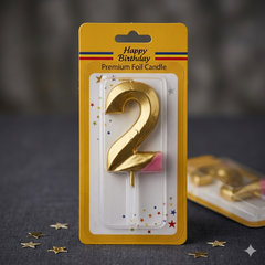 Premium Gold Number 2 Birthday Candle for Cake Decoration