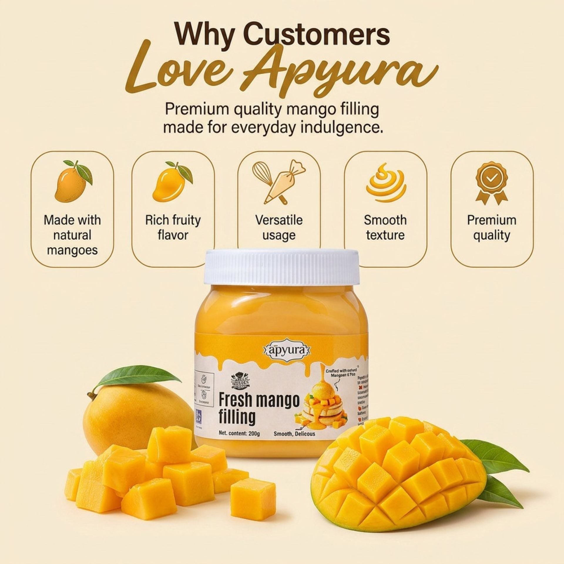 Apyura Fresh Mango Filling | Premium Mango Filling for Cakes & Desserts