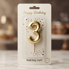 Premium Gold Number 3 Birthday Candle for Cake Decoration