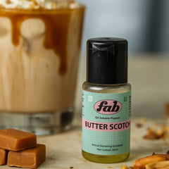 FAB Butterscotch Oil Soluble Flavor – 20ml Food Grade Concentrated Essence for Baking, Chocolates, Desserts, Ice Creams, Shakes, Fudge & More | Heat Stable, Non-Alcoholic, Halal Certified