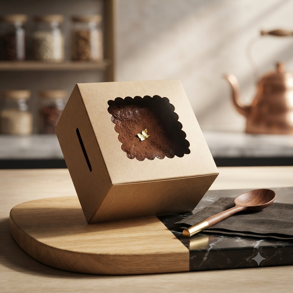Kraft Brown Cake Box with Window – 3 × 3 × 2 Inch (Set of 12)