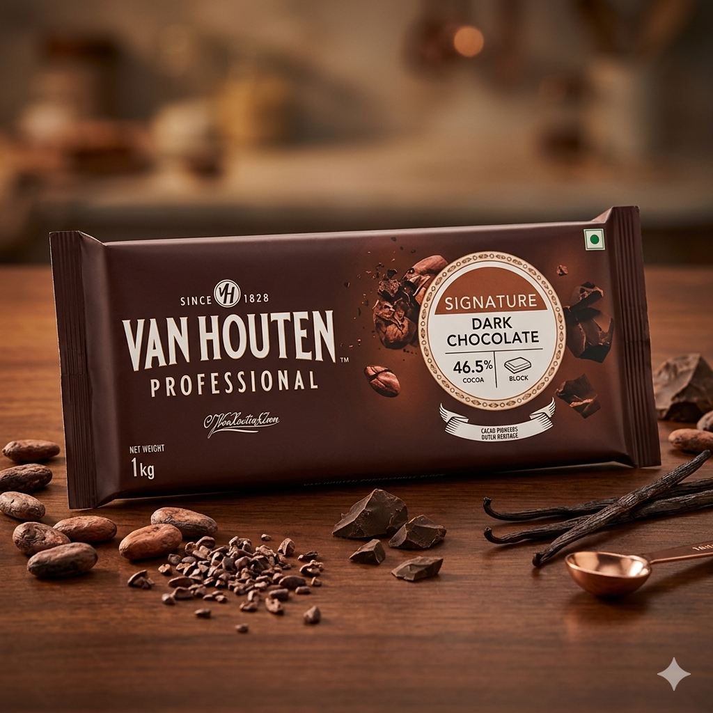 Van Houten Dark Chocolate Couverture (46.5% Cocoa) - 1 Kg