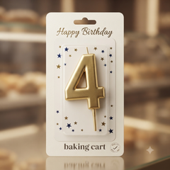 Premium Gold Number 4 Birthday Candle for Cake Decoration
