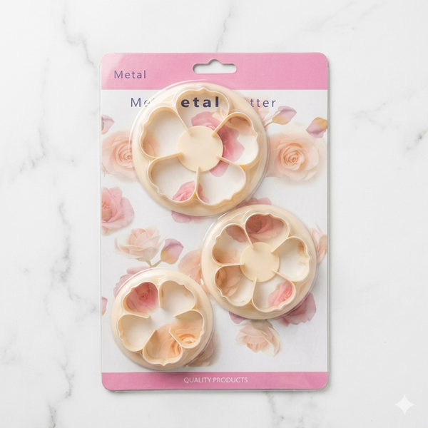 5-Petal Flower Plastic Cutter Set (3 Piece)