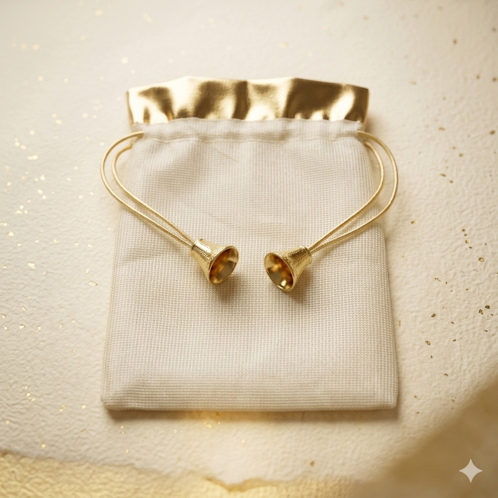 Premium White Jute Potli Gift Bag with Gold Gota Border