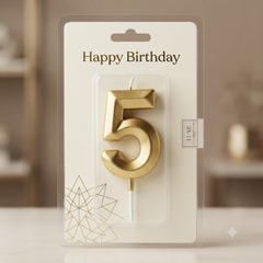 Premium Gold Number 5 Birthday Candle for Cake Decoration
