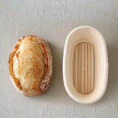 Bread Proofing Basket Oval Cane Banneton Set with Linen Cloth for Artisan Baking ,Size - 24X16X8CM