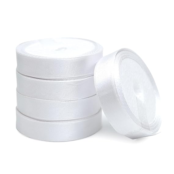 Premium White Satin Ribbon Roll for Cake Decoration, Gift Wrapping, Crafts & DIY