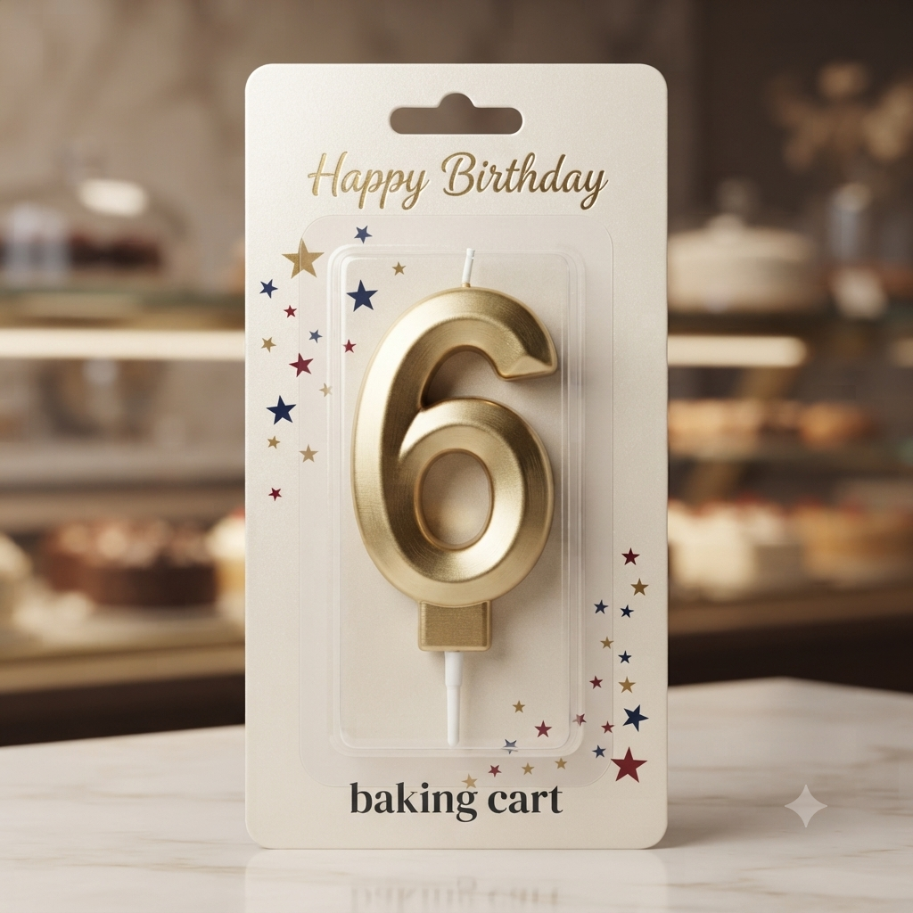 Premium Gold Number 6 Birthday Candle for Cake Decoration