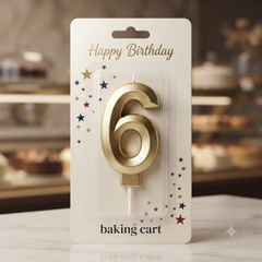 Premium Gold Number 6 Birthday Candle for Cake Decoration
