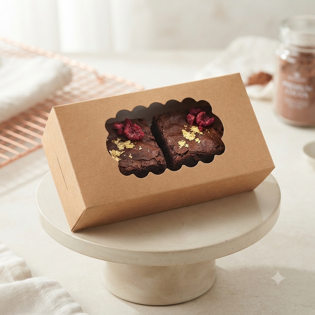 Kraft Brownie Box with Window – 6 × 3 × 2 Inch (Set of 12)