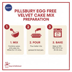 Pills&bury Egg Free Red Velvet Cake Mix | Rich Cocoa Flavour | 1 kg | For Professional & Home Baking