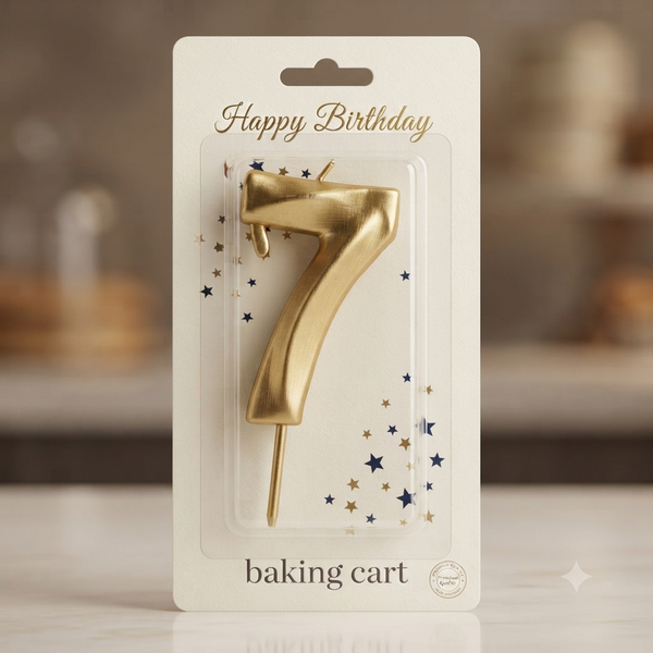 Premium Gold Number 7 Birthday Candle for Cake Decoration
