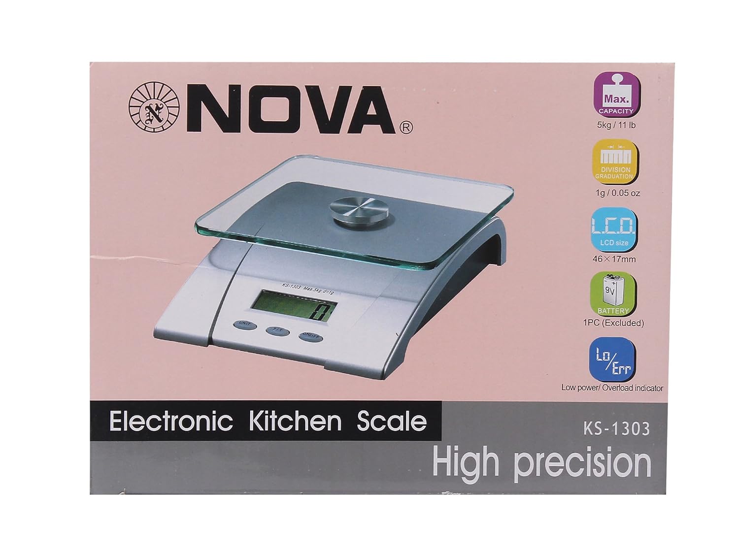 NOVA Electronic Kitchen Scale (Capacity 5 kg) 1303 NO