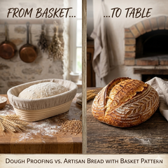 Bread Proofing Basket Oval Cane Banneton Set with Linen Cloth for Artisan Baking ,Size - 24X16X8CM