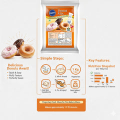 Pills&bury Donut Mix 1 Kg | Ready-to-Make Bakery Donut Premix | Soft & Fluffy Donuts