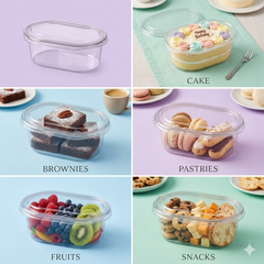 Premium Pack of 25 Oval Food Storage Containers | Leak-Proof, BPA-Free & Stackable (SIZE : LENGTH - 6INCH , WIDTH - 4INCH &amp; HEIGHT - 2INCH)