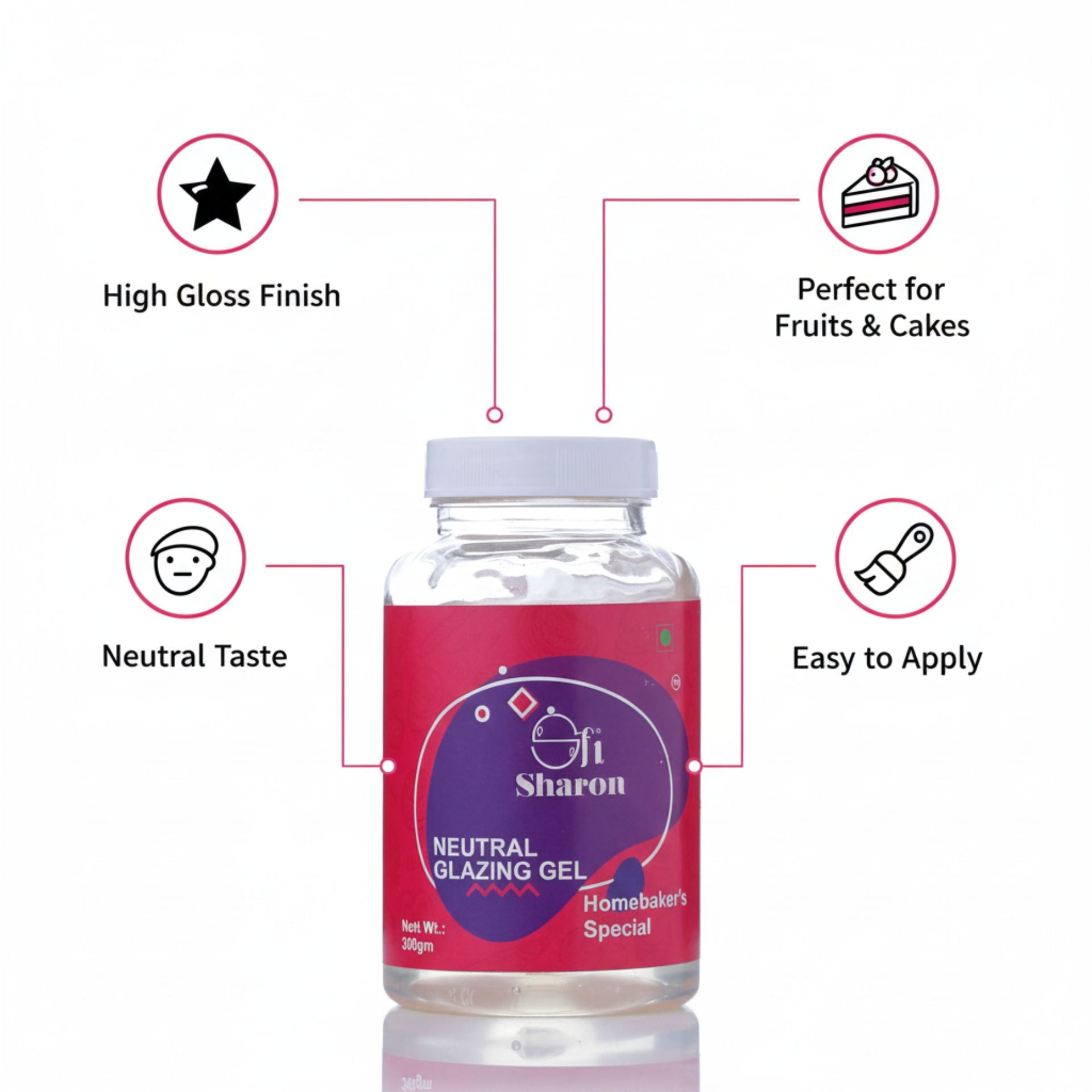 Sharon Neutral Glazing Gel - Professional Mirror Glaze for Cakes & Pastries (300g)