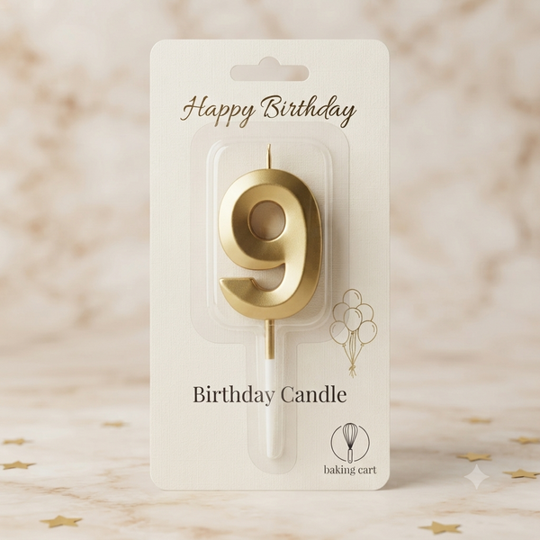 Premium Gold Number 9 Birthday Candle for Cake Decoration