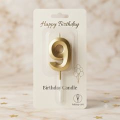 Premium Gold Number 9 Birthday Candle for Cake Decoration
