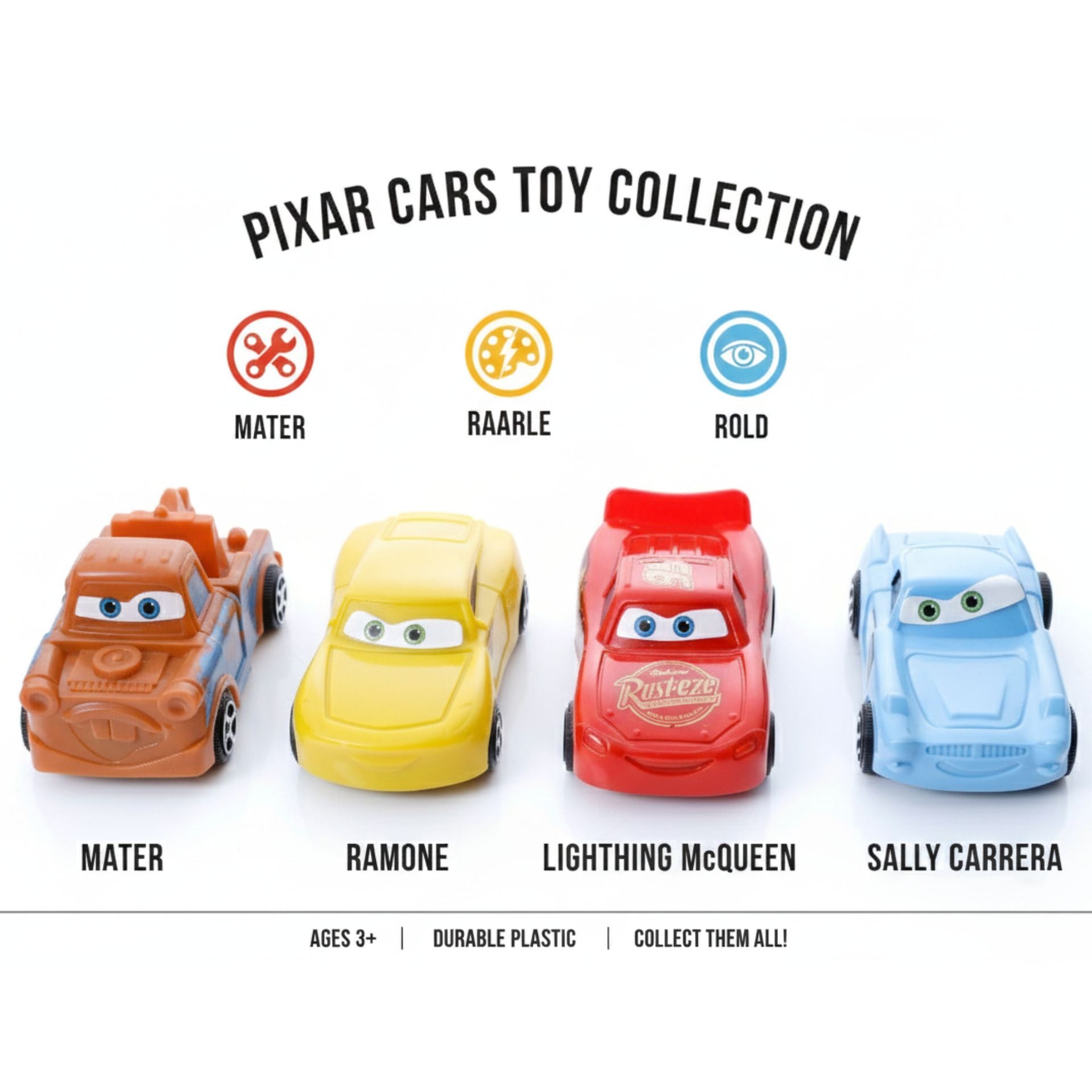 Set of 4 Cartoon Car Cake Toppers & Kids Toy Cars | Mini Pull-Back Vehicles for Birthday Cakes & Playtime