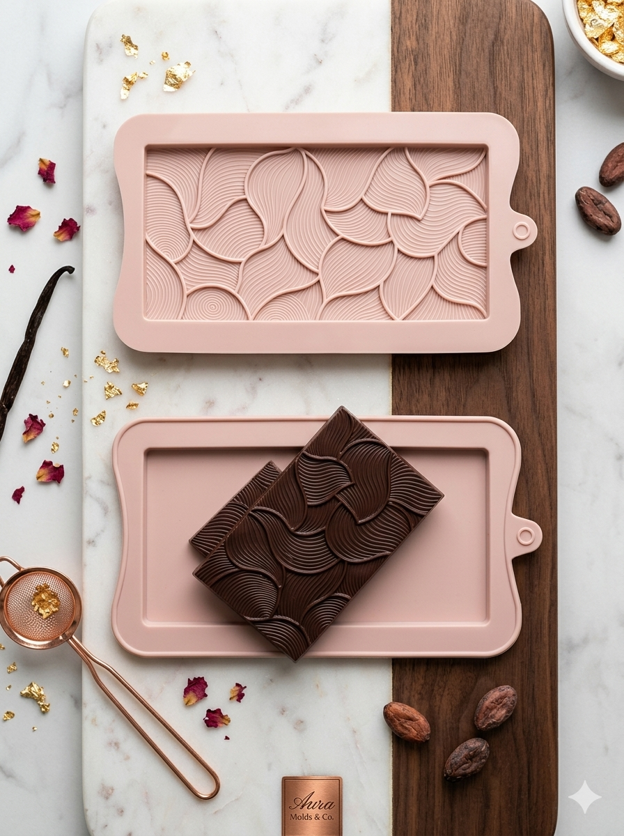 Abstract Petal and Line Texture Silicone Chocolate Bar