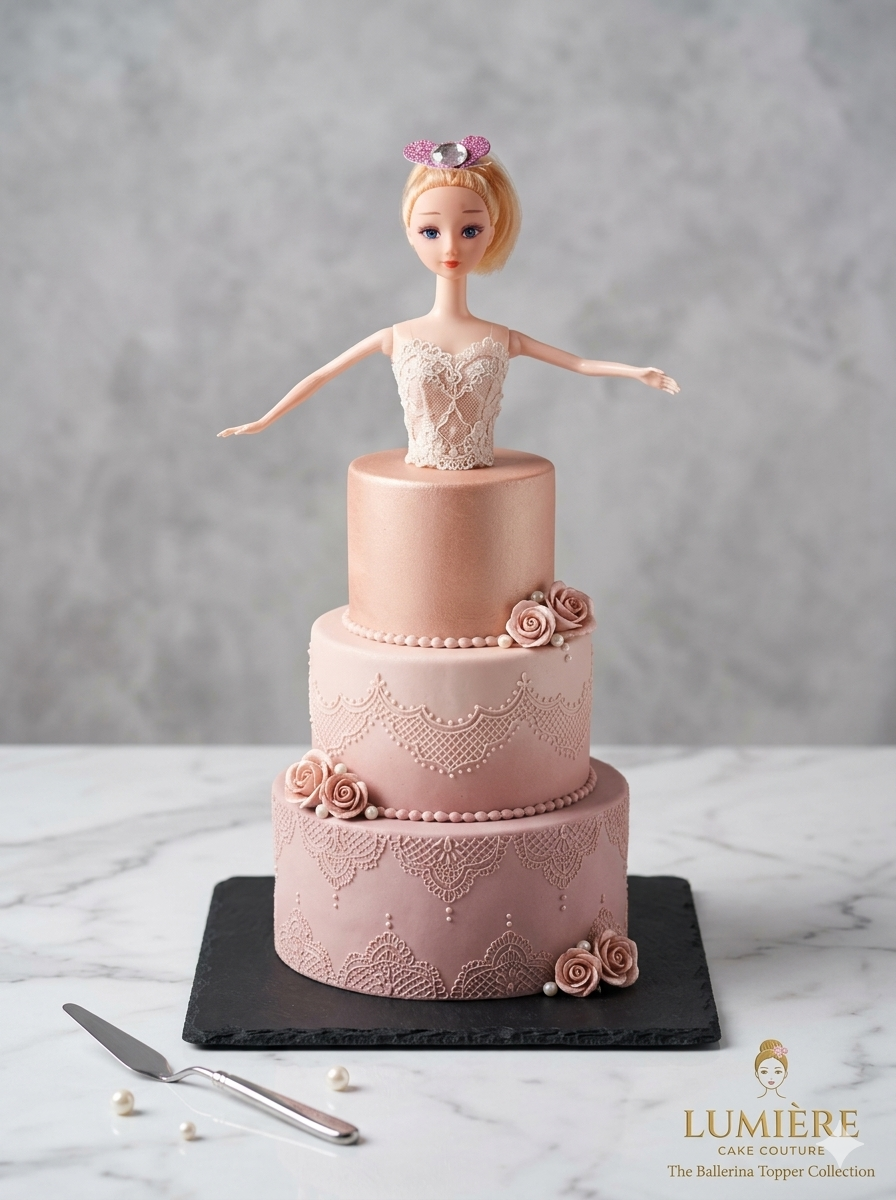 Elegant Blonde Ballerina Doll Cake Topper for Birthday Cakes | Reusable Princess Cake Decoration