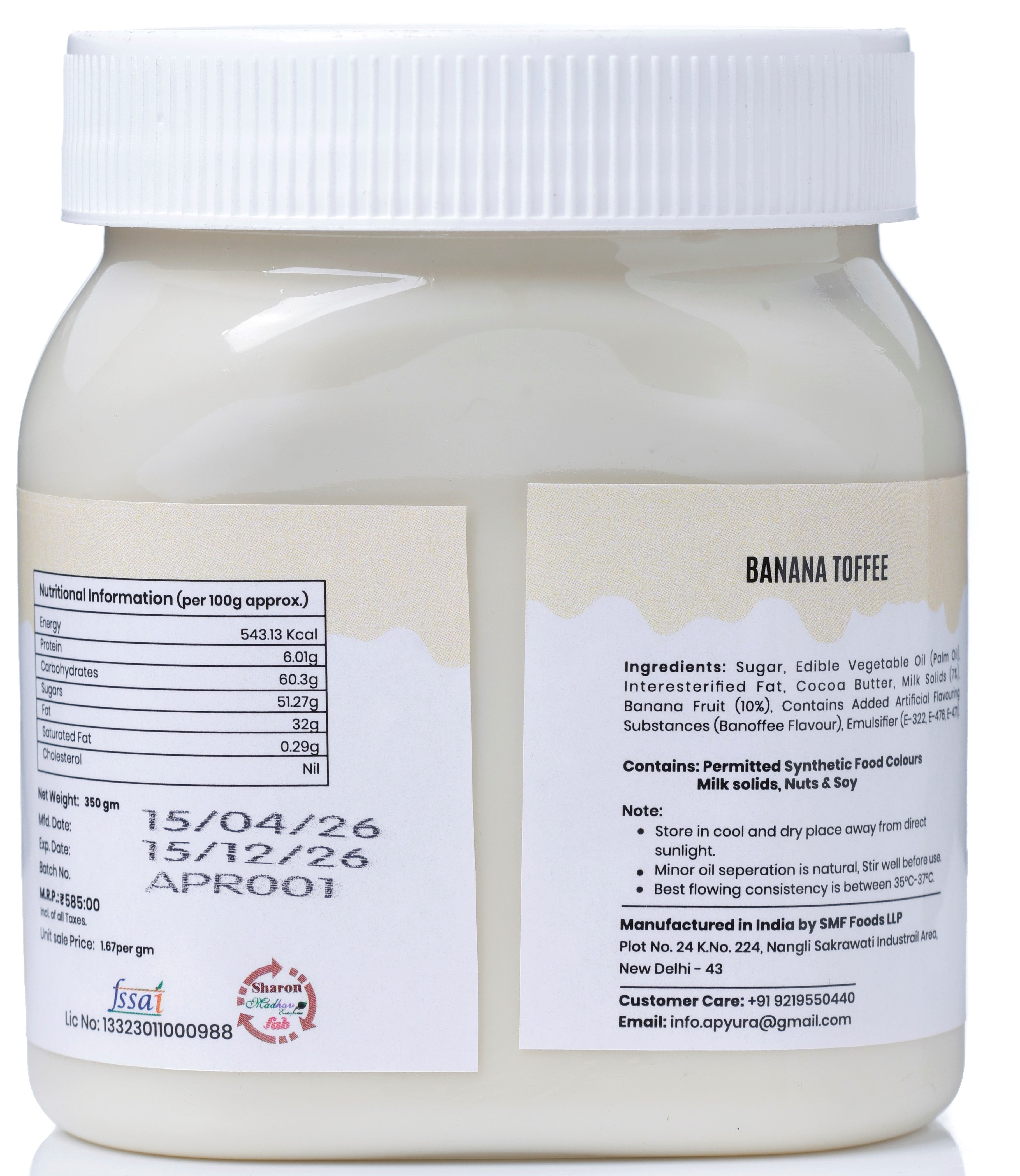 Apyura Banana Toffee Filling Spread