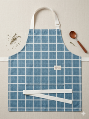 Blue Checkered Cotton Apron